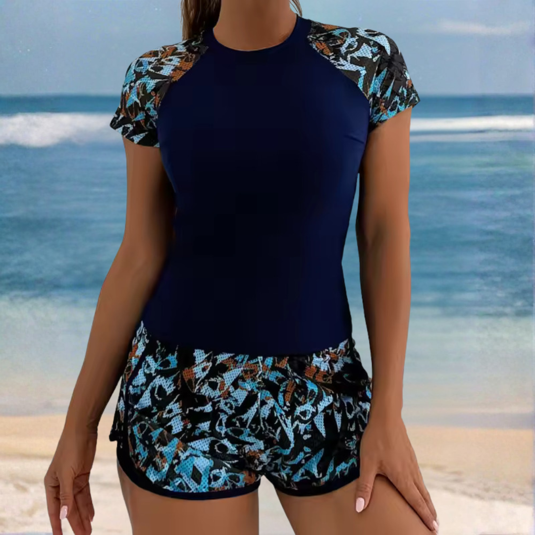Viviana | Two-Piece Short Sleeve Swimsuit Set