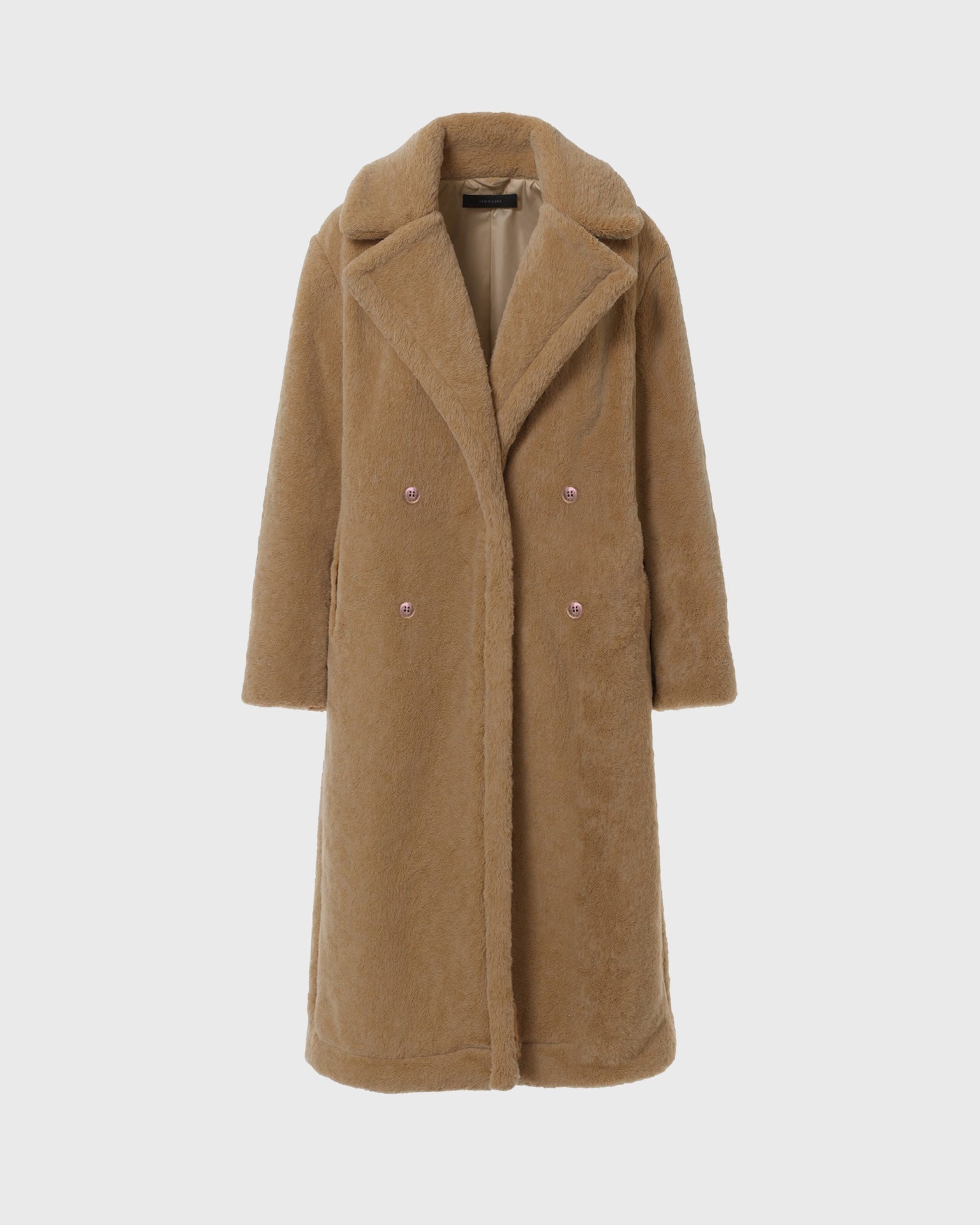 Women’s Long Teddy Coat with Straight Silhouette