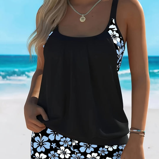 Isabella | Blue Floral Tankini Set