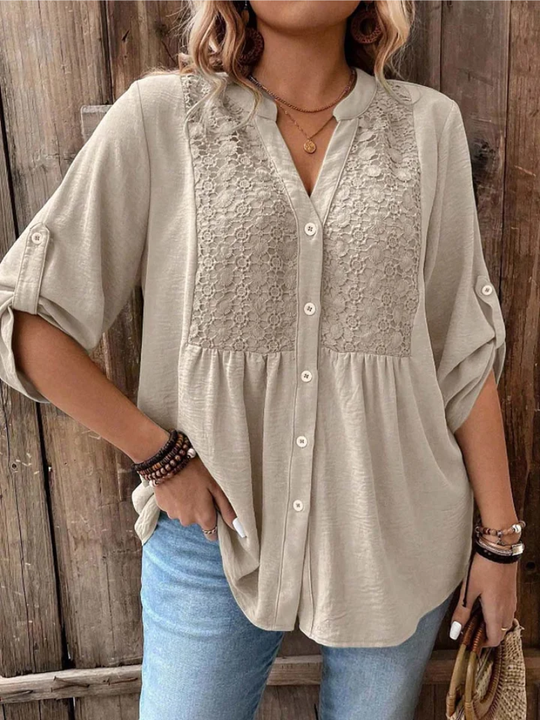 Heather | Blouse with V-neck and buttons