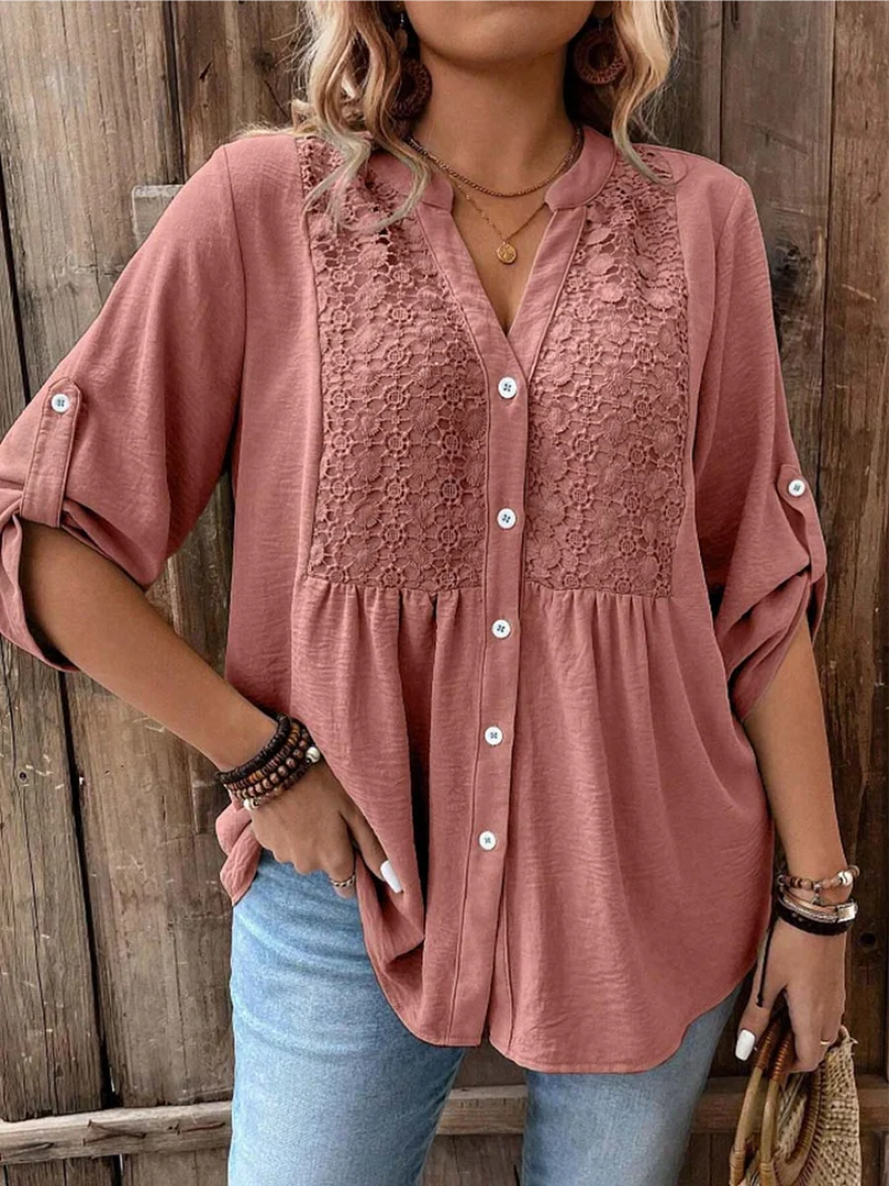 Heather | Blouse with V-neck and buttons