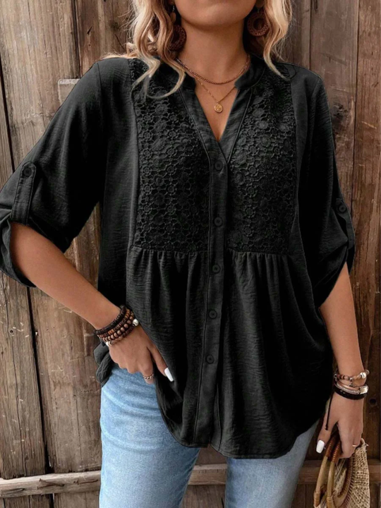 Heather | Blouse with V-neck and buttons