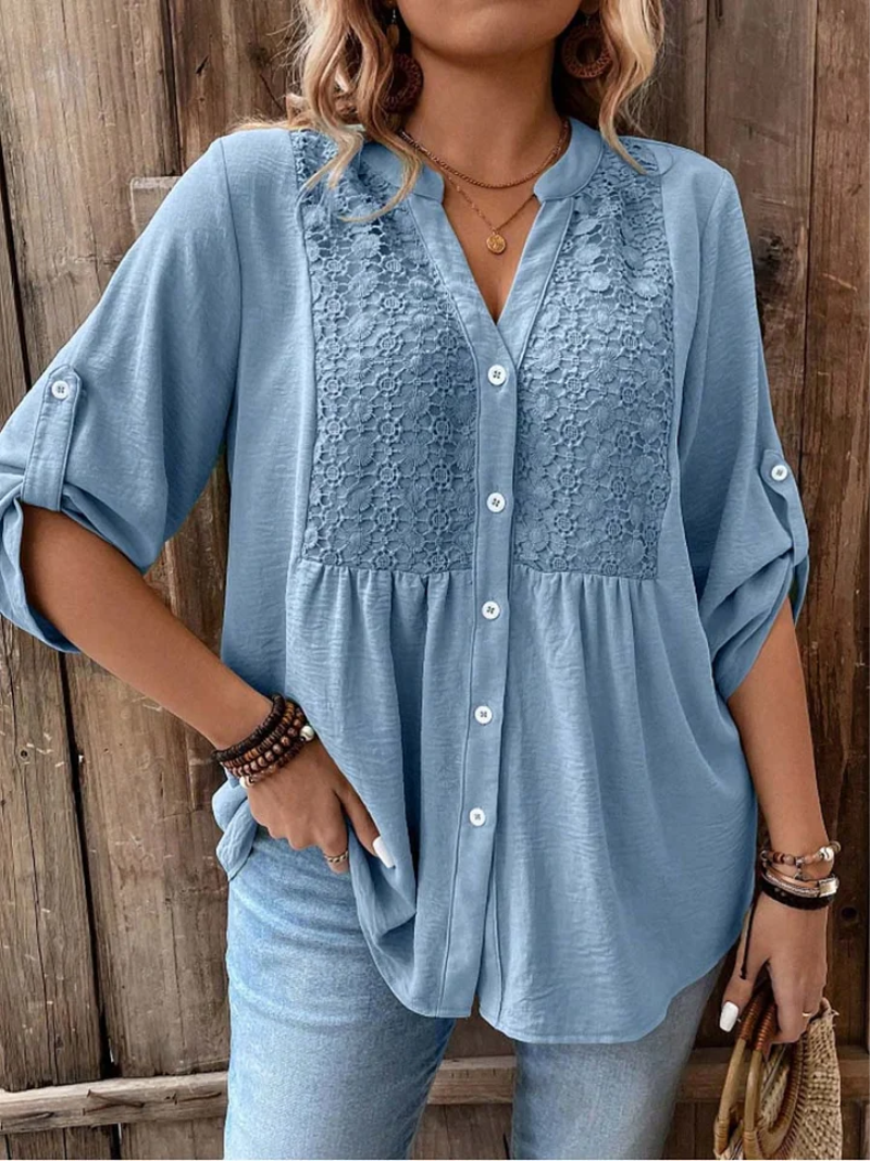 Heather | Blouse with V-neck and buttons