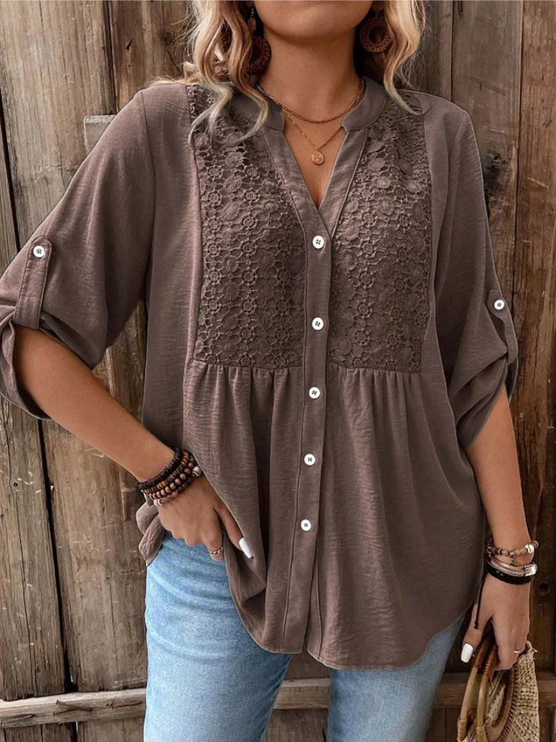 Heather | Blouse with V-neck and buttons