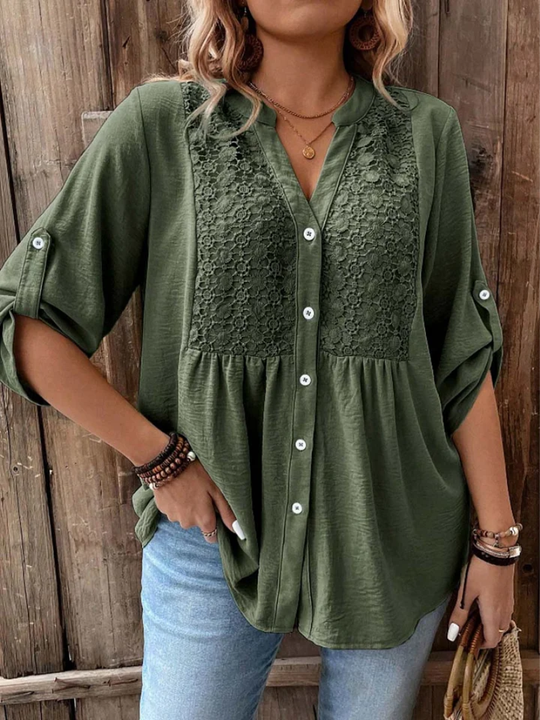 Heather | Blouse with V-neck and buttons