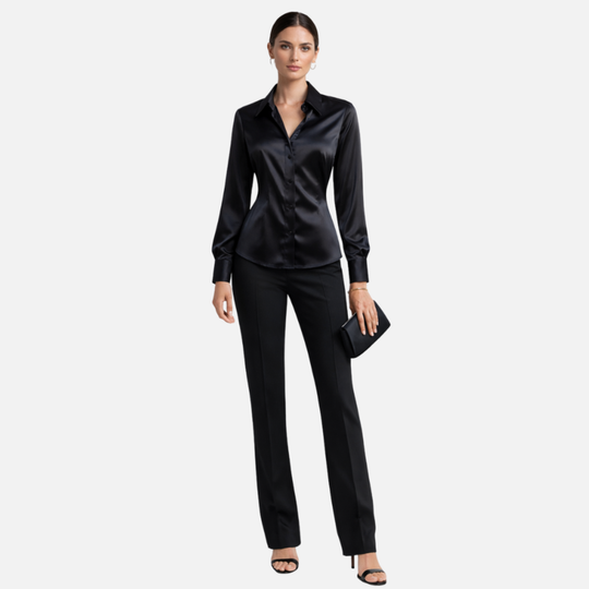 Women’s Satin Blouse with Long Sleeves