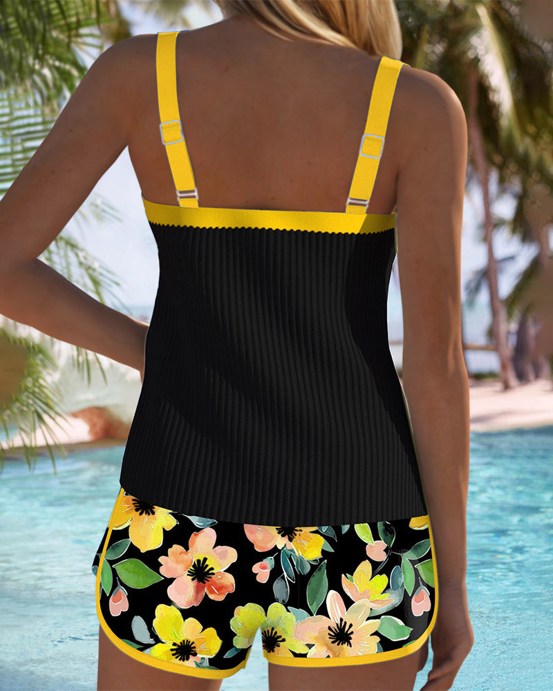 Maren | Floral Tankini Set with Boxer