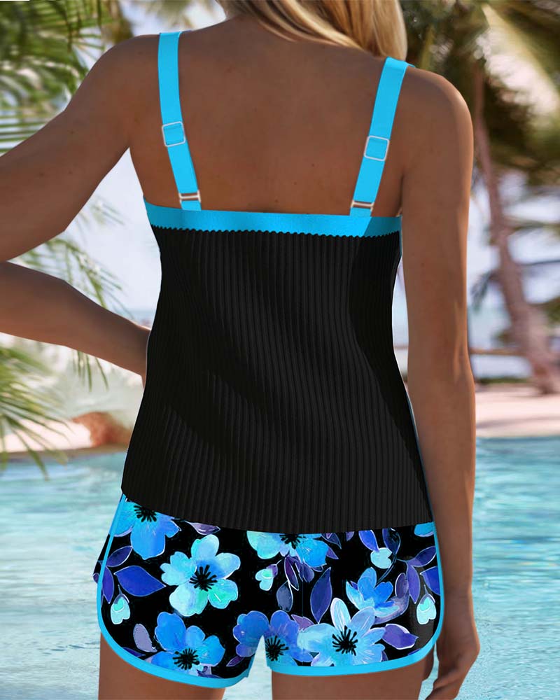 Maren | Floral Tankini Set with Boxer