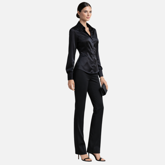 Women’s Satin Blouse with Long Sleeves