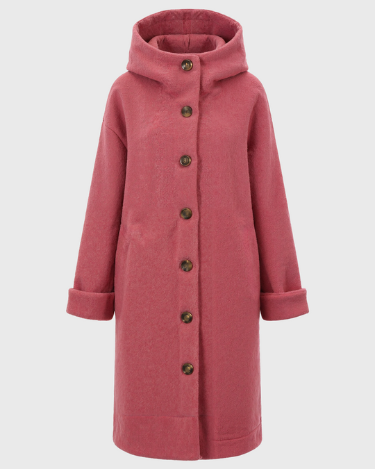 Women’s Hooded Thick Winter Coat with Button Closure