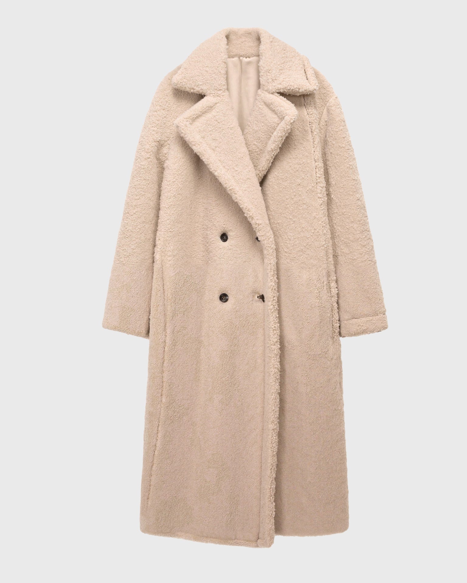 Women’s Long Teddy Coat with Straight Silhouette