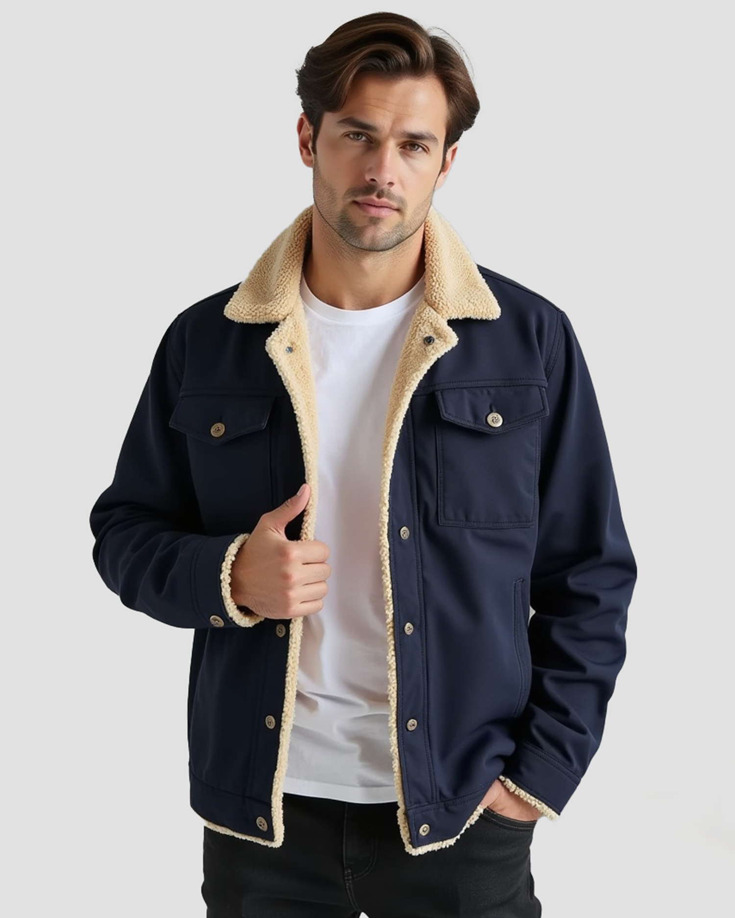 Men’s Clean Cut Winter Jacket with Practical Pockets