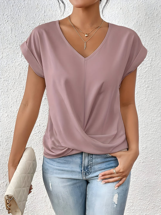 Sandra | Elegant Twist-Front V-Neck Top