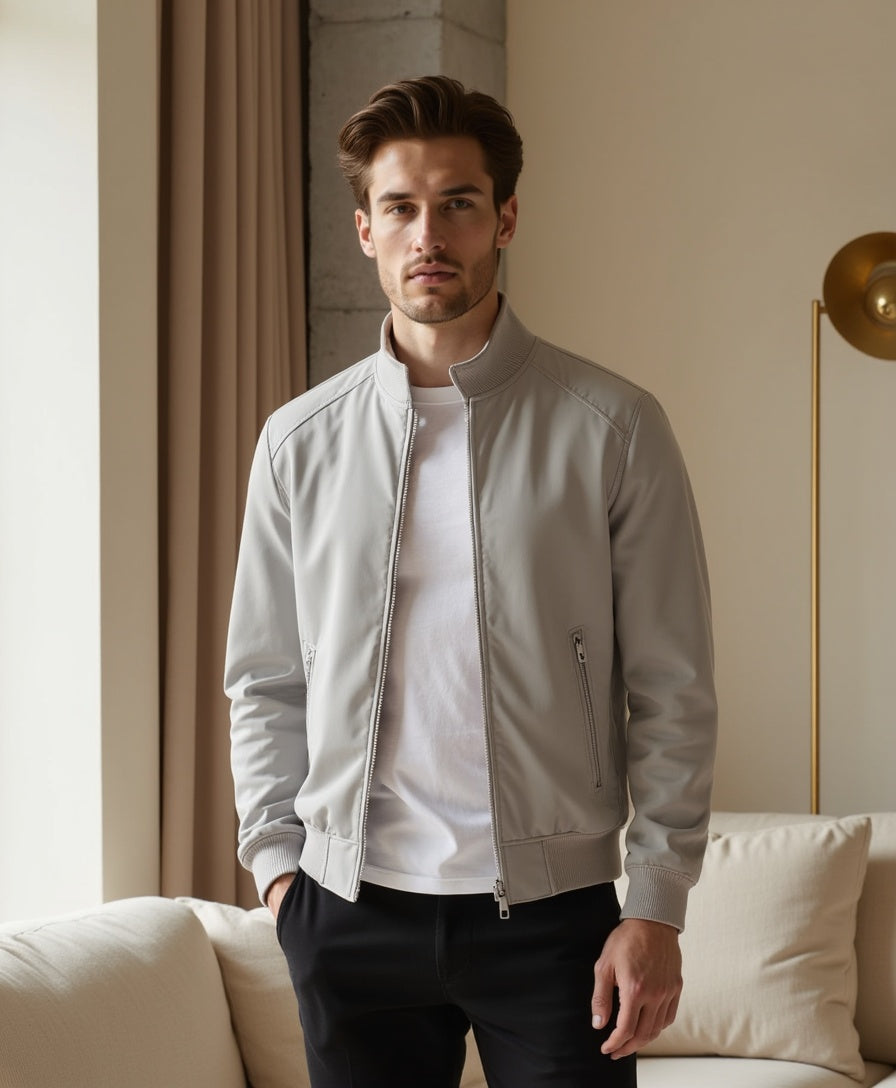 Men’s Wind-Resistant Jacket with Zip Closure