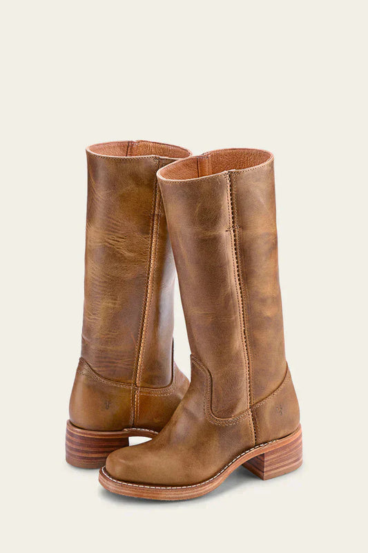 Distressed-Finish Knee-High Boots for Women | Block Heel