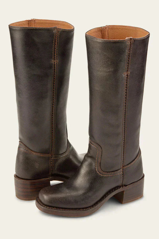 Distressed-Finish Knee-High Boots for Women | Block Heel