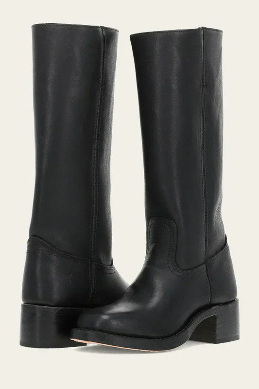 Distressed-Finish Knee-High Boots for Women | Block Heel