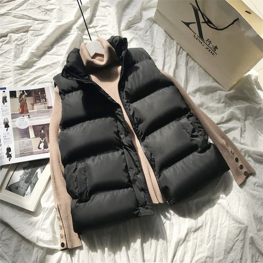 Quilted Vest with Geometric Pattern for Women | Full-Length Zipper & Lined
