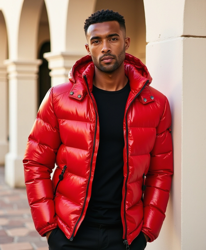 Men’s Puffer Jacket with Structured Hood