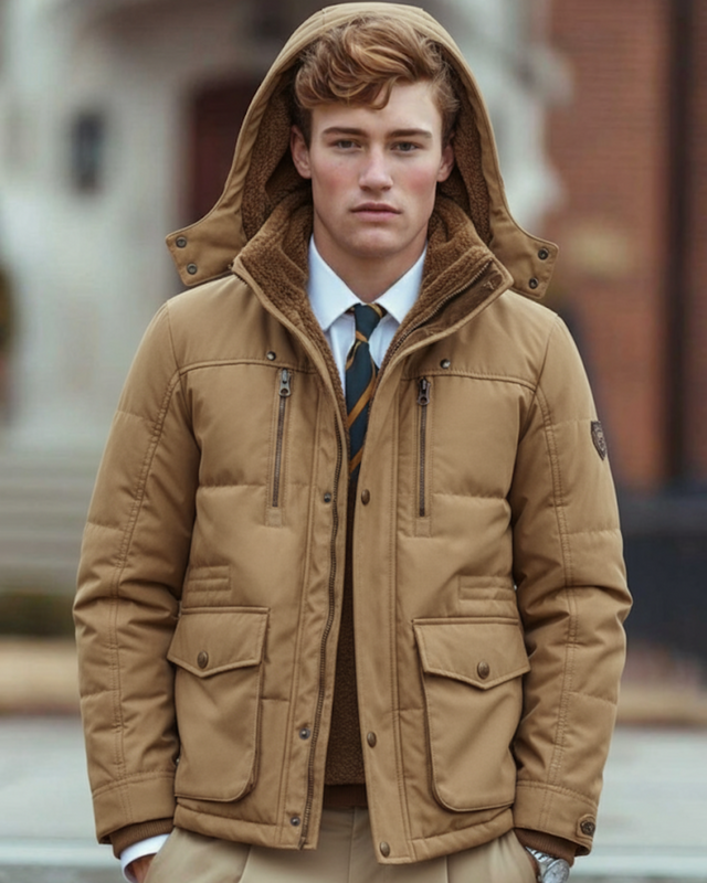 Men’s Thick Winter Coat with Hood and Deep Pockets