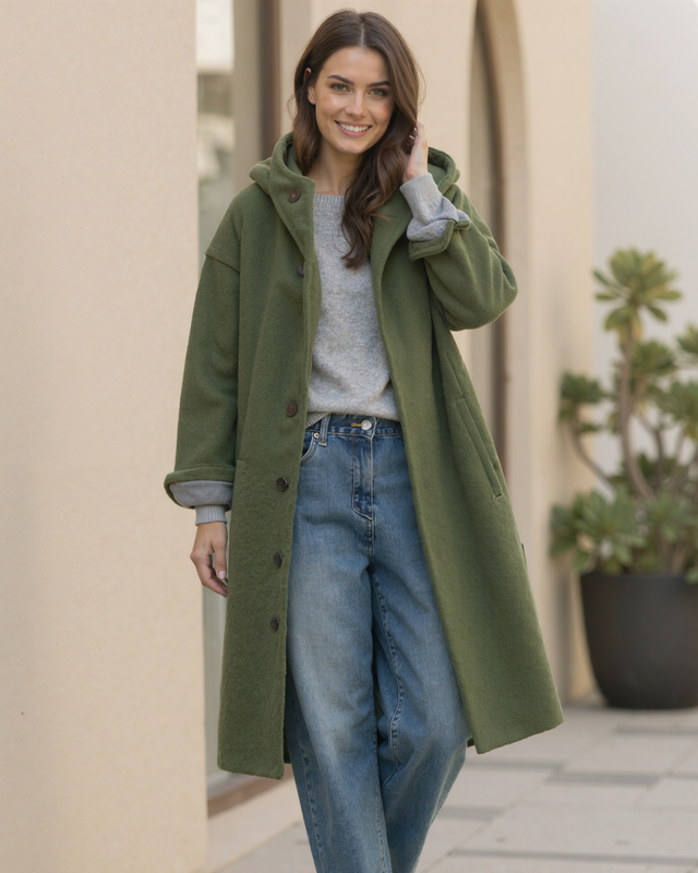 Women’s Hooded Thick Winter Coat with Button Closure