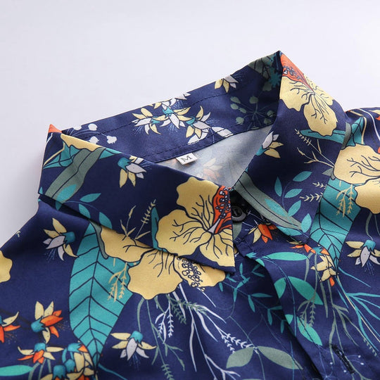 Floral Pattern Long Sleeve Button-Down Shirt for Men | Long Sleeve