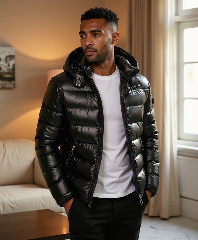 Men’s Puffer Jacket with Structured Hood