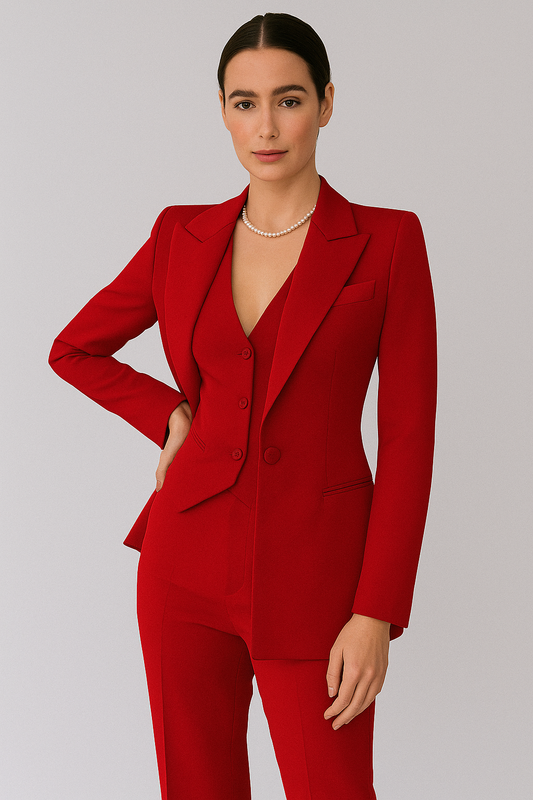 Elegant Blazer, Vest, and Slim-Fit Trousers for Women | Three-Piece Suit Set