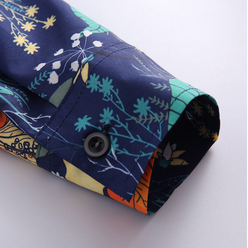 Floral Pattern Long Sleeve Button-Down Shirt for Men | Long Sleeve