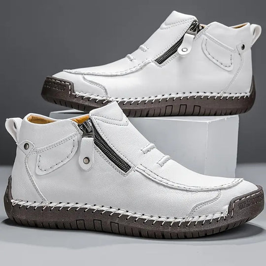 Ankle Height Side Zip Boots for Men | Moccasin Stitching