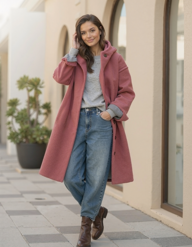 Women’s Hooded Thick Winter Coat with Button Closure