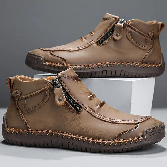 Ankle Height Side Zip Boots for Men | Moccasin Stitching