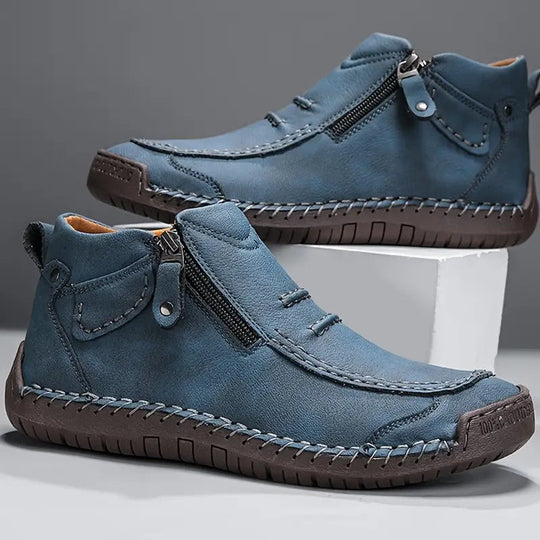 Ankle Height Side Zip Boots for Men | Moccasin Stitching