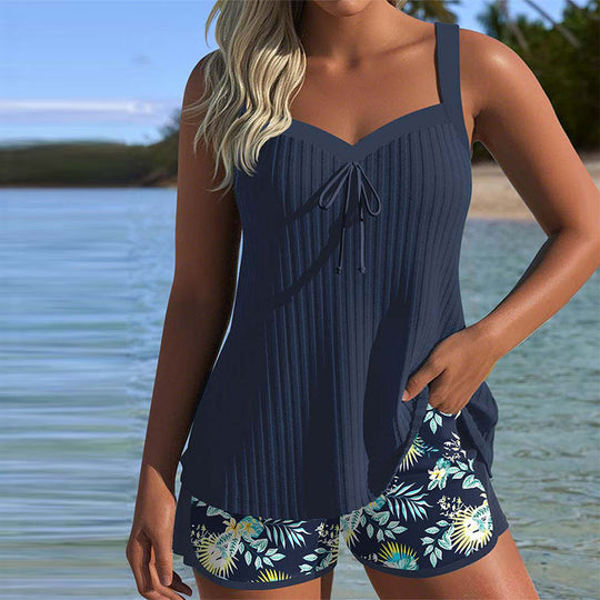 Cassandra | Women's Tummy Control Striped Tankini