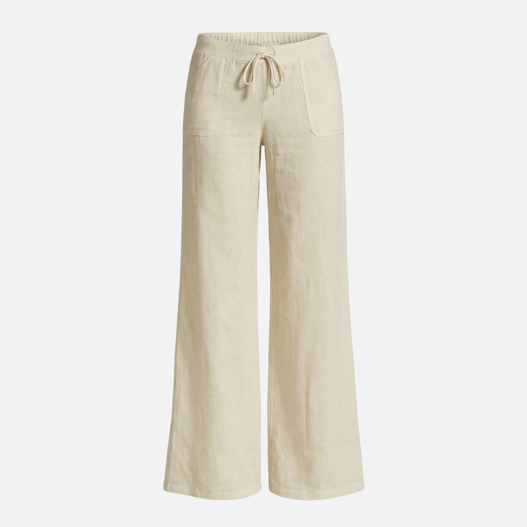 Breathable Summer Relaxed Linen Pants with Drawstring Waist for Women