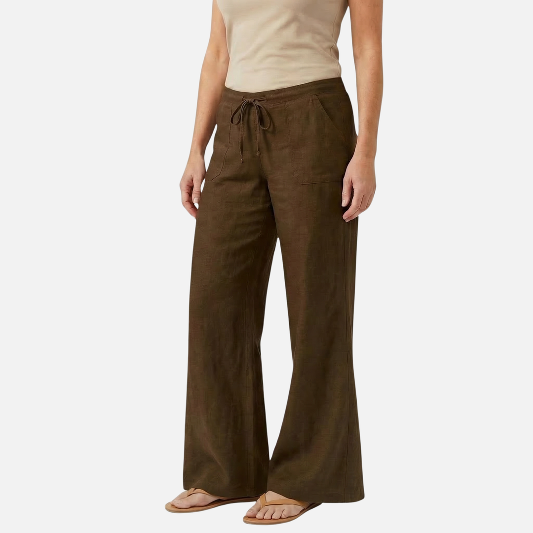 Breathable Summer Relaxed Linen Pants with Drawstring Waist for Women