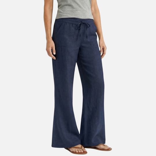 Breathable Summer Relaxed Linen Pants with Drawstring Waist for Women