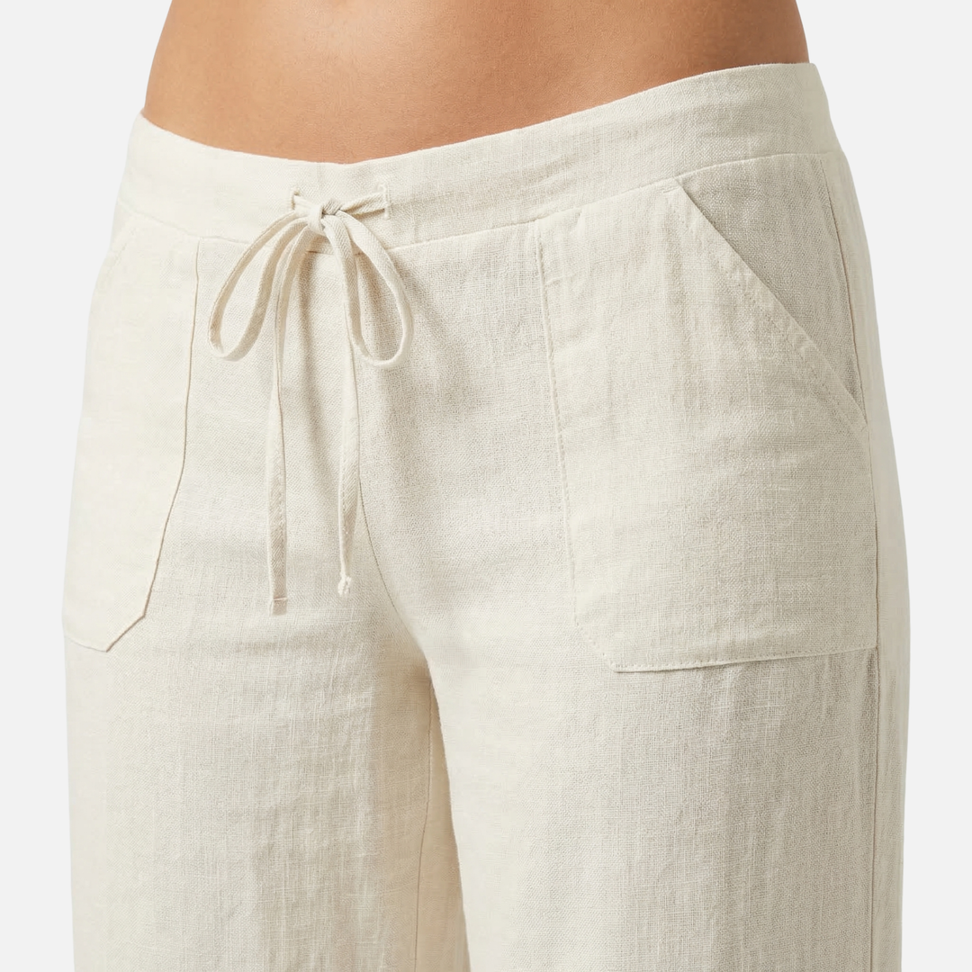 Breathable Summer Relaxed Linen Pants with Drawstring Waist for Women