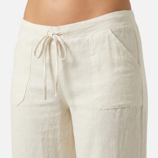 Breathable Summer Relaxed Linen Pants with Drawstring Waist for Women
