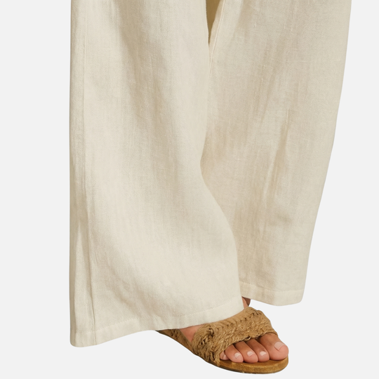 Breathable Summer Relaxed Linen Pants with Drawstring Waist for Women