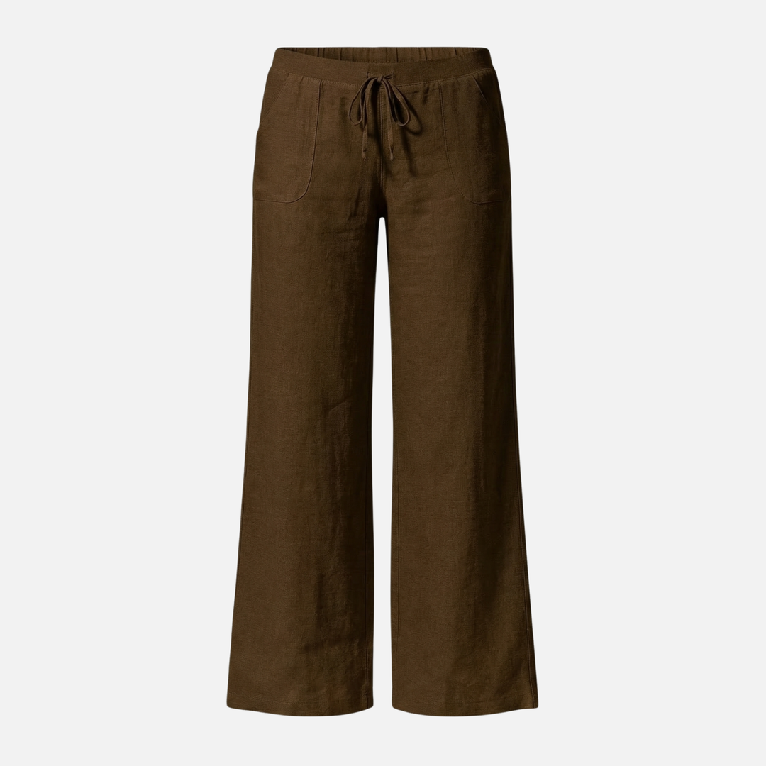 Breathable Summer Relaxed Linen Pants with Drawstring Waist for Women