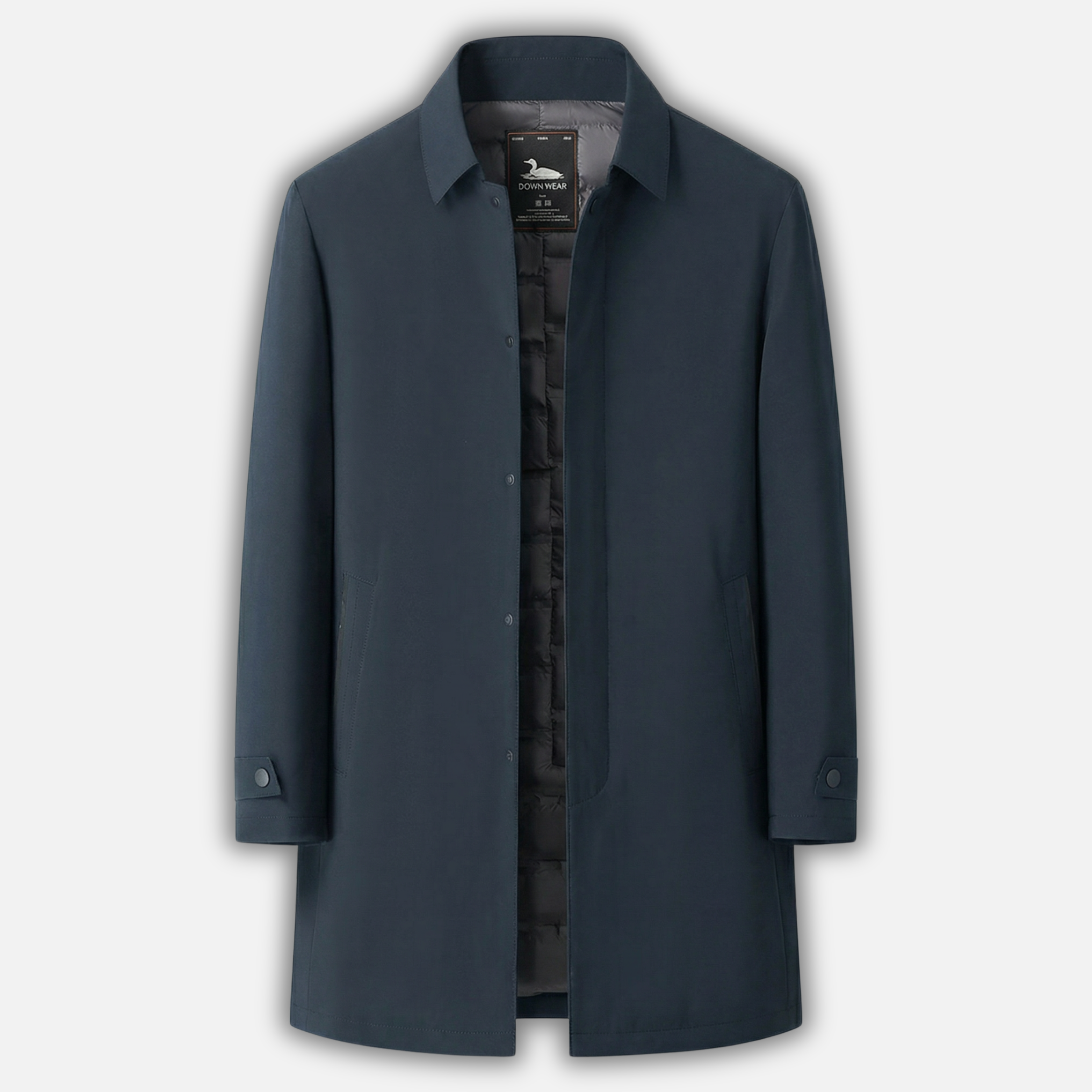 Men’s Insulated Trench Coat with Buttoned Cuffs