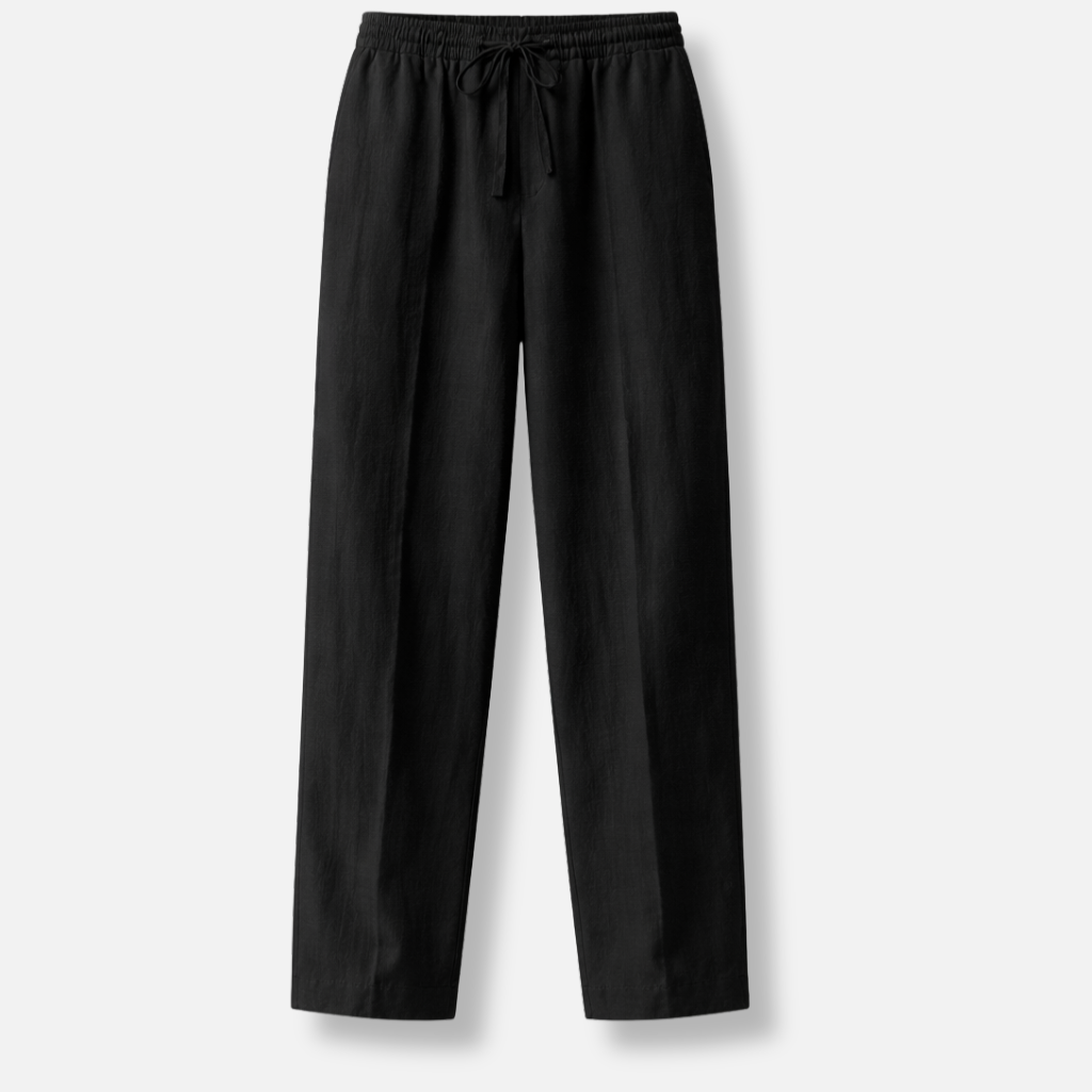 Men’s Relaxed Fit Linen Trousers with Drawstring Waist