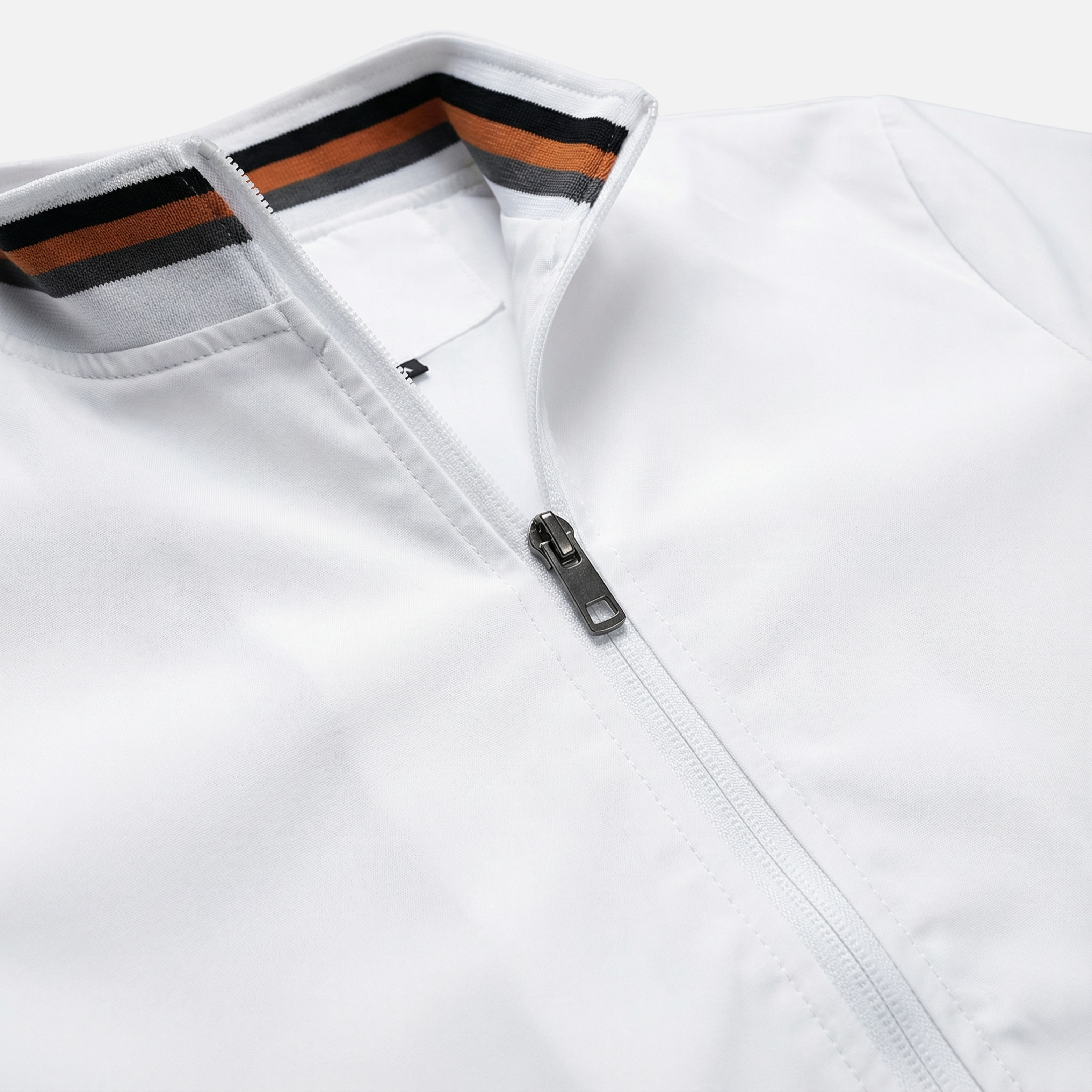 Ribbed-Trim Bomber Jacket with Stand Collar for Men