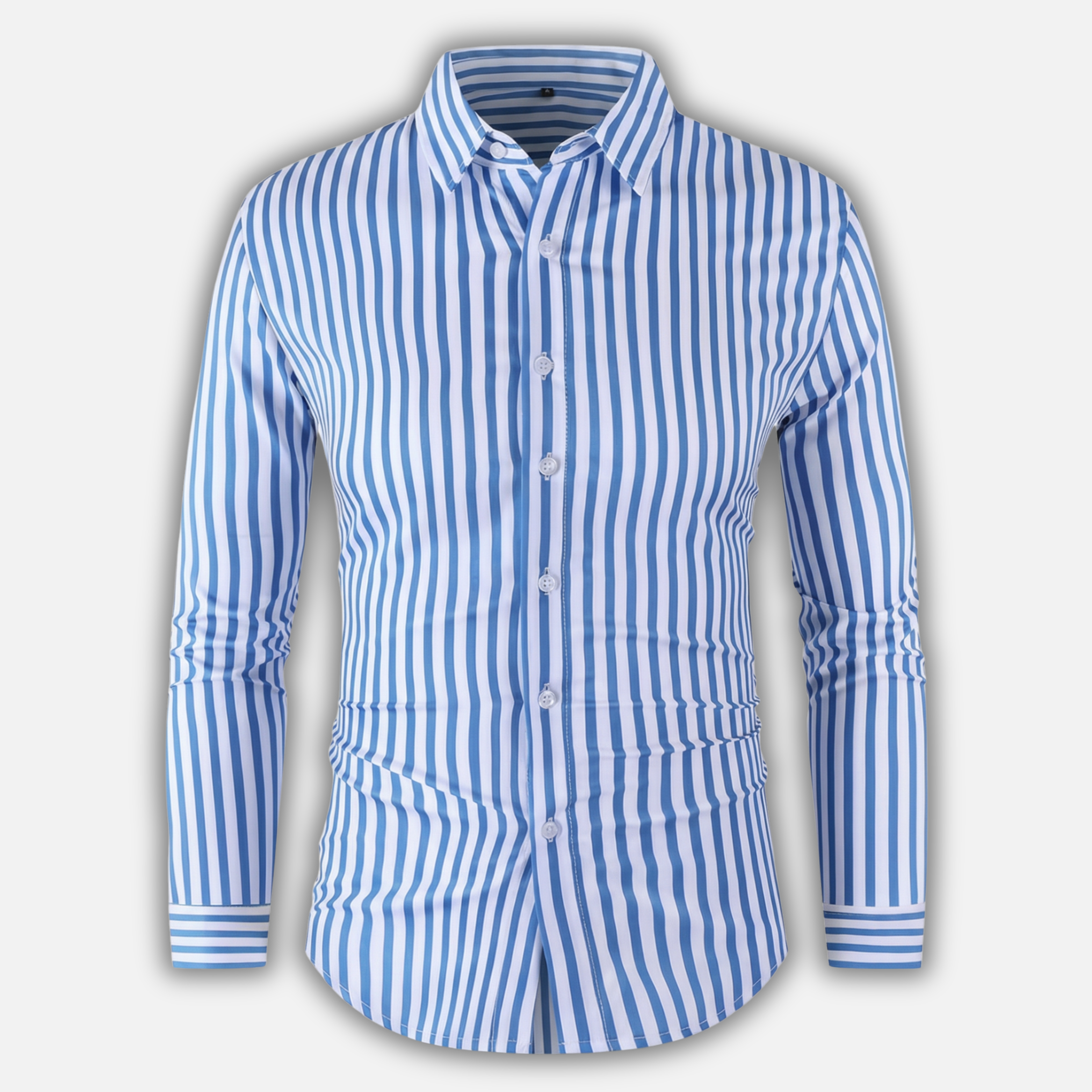 Striped Long-Sleeve Button-Up Shirt for Men