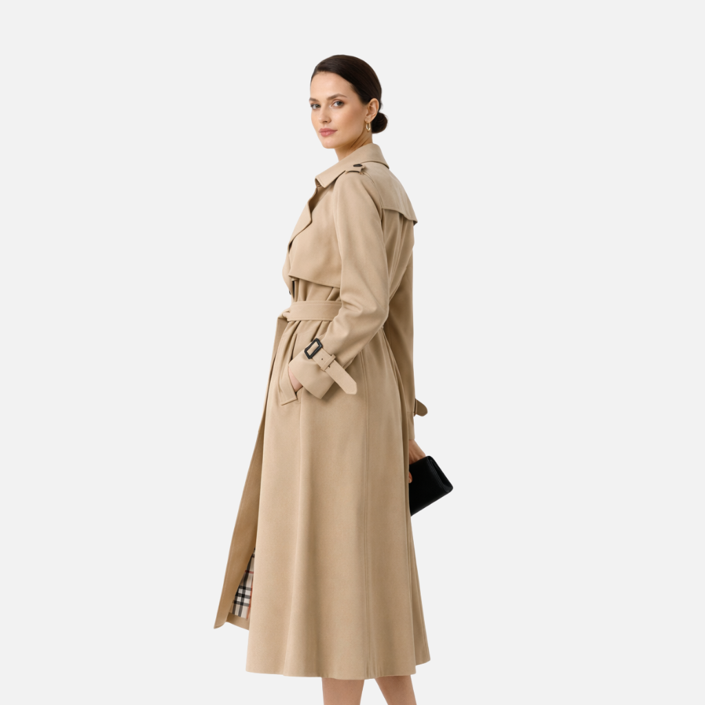 Women’s Belted Trench Coat with Adjustable Cuffs