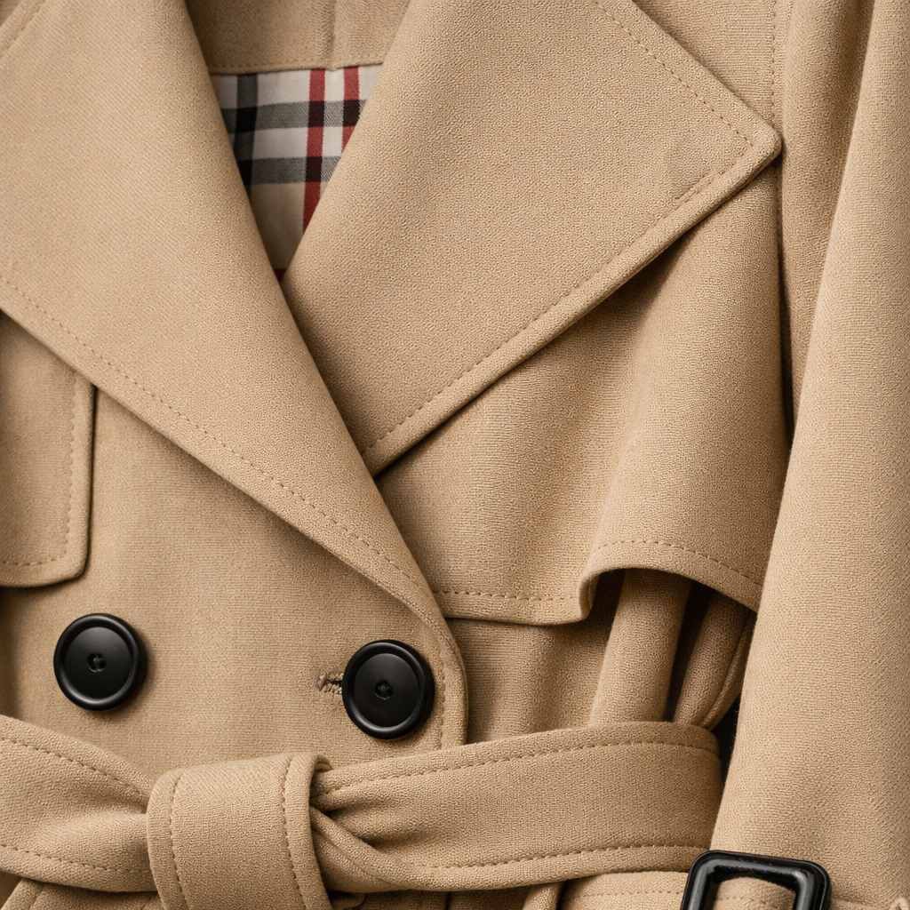 Women’s Belted Trench Coat with Adjustable Cuffs