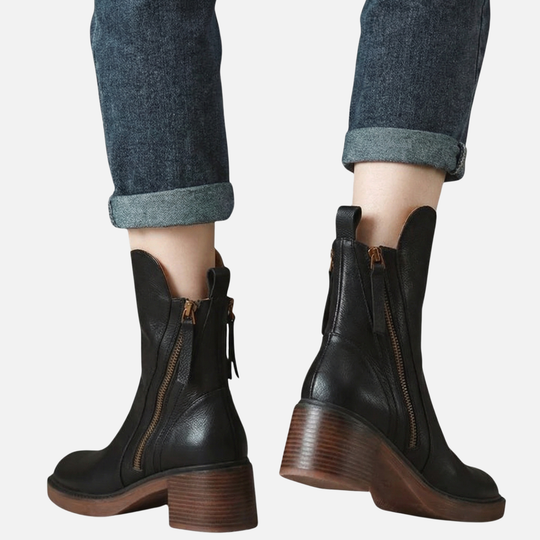 Women’s Block Heel Ankle Boots with Side Closure