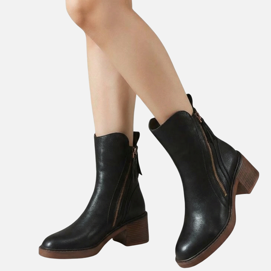 Women’s Block Heel Ankle Boots with Side Closure