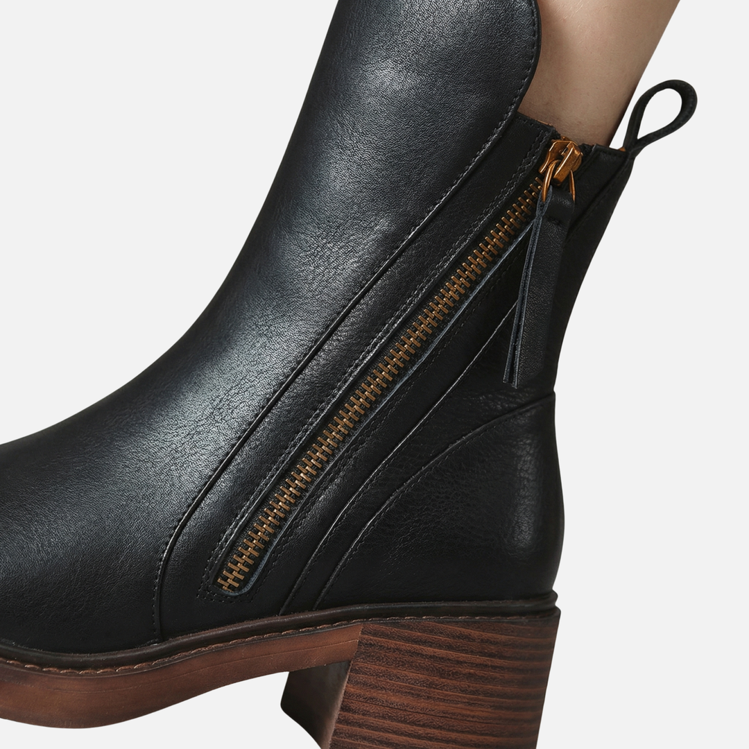 Women’s Block Heel Ankle Boots with Side Closure